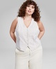 Trendy Plus Size Striped Vest, Exclusively at Macy's