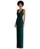 Women's Faux Wrap Whisper Satin Maxi Dress with Draped Tulip Skirt