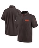Men's Brown Cleveland Browns 2024 Sideline Coach Short Sleeve Half-Zip Hoodie Jacket