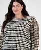 Plus Size Printed Chiffon Sheer-Sleeve Top