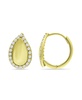 Cubic Zirconia Teardrop Huggie Hoop Earrings, Sterling Silver or 18K Gold over Silver