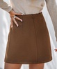 Women's Light Brown Asymmetrical Button Mini Skirt