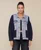 Women's Mixed-Media Denim Sweater Jacket