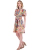Women's Printed Cotton Ruffle-Neck Tie-Waist Dress
