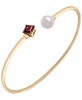 Cultured Freshwater Pearl (7mm) & Rhodolite (5/8 ct. t.w.) Wire Cuff Bangle Bracelet in Gold Vermeil, Exclusively at Macy's