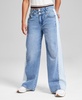 Petite Two-Tone Wide-Leg Double-Waist Jeans, Exclusively at Macy's