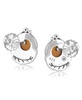 Sterling Silver Tiger's Eye Gemstone Leaf Design Button Earrings