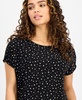 Petite Short-Sleeve Dot-Print Top