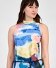 Women's Rope-Belt Watercolor-Print Dress