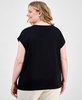 Plus Size Pleat-Neck Short-Sleeve Blouse