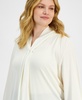 Plus Size Long-Sleeve Scarf-Neck Top