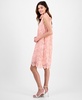 Women's Ruffle-Neck Sleeveless Shift Lace Dress