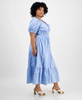 Women's Plus Short-Sleeve Clip-Dot Midi Dress, Created for Macy's