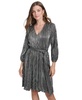 Women's Metallic-Stripe Tie-Waist V-Neck Dress