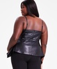 Trendy Plus Size Faux-Leather Peplum Top, Exclusively at Macy's