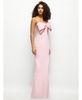 Women's Strapless Satin Column Maxi Dress with Oversized Handcrafted Bow