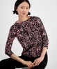 Women's Abstract-Print Knit Boat-Neck Top