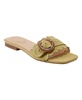 Women's Silla Scallop Edge Buckle Slip On Flat Sandals