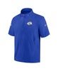 Men's Royal Los Angeles Rams Sideline Coach Short Sleeve Hoodie Quarter-Zip Jacket