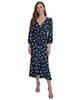 Women's Ruched-Front Balloon-Sleeve A-Line Dress