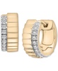 Diamond Edge Small Huggie Hoop Earrings (1/6 ct. t.w.) in Gold Vermeil, Created for Macy's