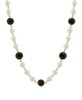 Gold-Tone Imitation Pearl with Black Channels 16" Adjustable Necklace