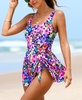 Women's Scoop Neck Tie Knot One Piece Swimsuit Swim Dress