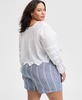 Plus Size Cotton Pleated Scallop-Hem Blouse, Exclusively at Macy's