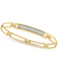 EFFY® Men's Zircon Bar Cluster Rectangular Open Link Bangle Bracelet (1-3/8 ct. t.w.) in Gold-Plated Sterling Silver