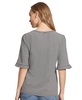 Women's Elbow Ruffle Sleeve Crew Neck Top 