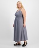 Plus Size Striped Smocked-Waist Maxi Dress