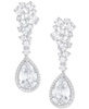 Cubic Zirconia Pear Halo Cluster Drop Earrings in Sterling Silver