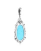 Sterling Silver Blue Turquoise Teardrop Bordered Design Pendant Enhancer
