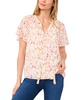 Women's Flutter-Sleeve Tie-Neck Blouse