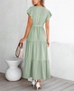 Women's Sage Green Surplice Ruffled Maxi Beach Dress