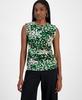 Women's Abstract Printed Mesh Sleeveless Blouse, Exclusively at Macy's