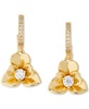 Gold-Tone Precious Pansy Pavé Drop Huggie Earrings