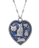 Enamel Blue Heart Cat Necklace