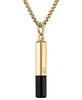 Gold-Tone & Black IP Stainless Steel Black Spinel Pendant Necklace, 24" + 2" extender