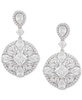 Cubic Zirconia Mixed Cut Circle Cluster Drop Earrings in Sterling Silver