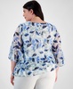 Plus Size Floral Print Tiered Bell-Sleeve Blouse
