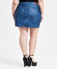 Trendy Plus Denim Faux-Leather Mini Skirt, Exclusively at Macy's