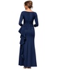 Women's V-Neck Ruffled Side-Slit Scuba Gown