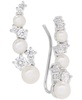 Cultured Freshwater Pearl (3-1/2 - 5-1/2mm) & Cubic Zirconia Ear Climbers in Sterling Silver, Created for Macy's