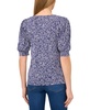 Women's Floral Shirred Scoop-Neck 3/4-Sleeve  Knit Top