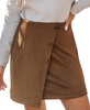 Women's Light Brown Asymmetrical Button Mini Skirt
