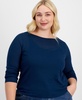 Trendy Plus Size Solid Boat-Neck Long-Sleeve Layered Top, Exclusively at Macy's