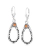 Sterling Silver Orange Spiny Oyster Gemstone Pear Shaped Lever Back Earrings