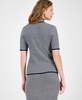Women's Printed Mock-Neck Short-Sleeve Sweater 