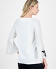 Women's Embroidered Bell-Sleeve Boat-Neck Tunic Top